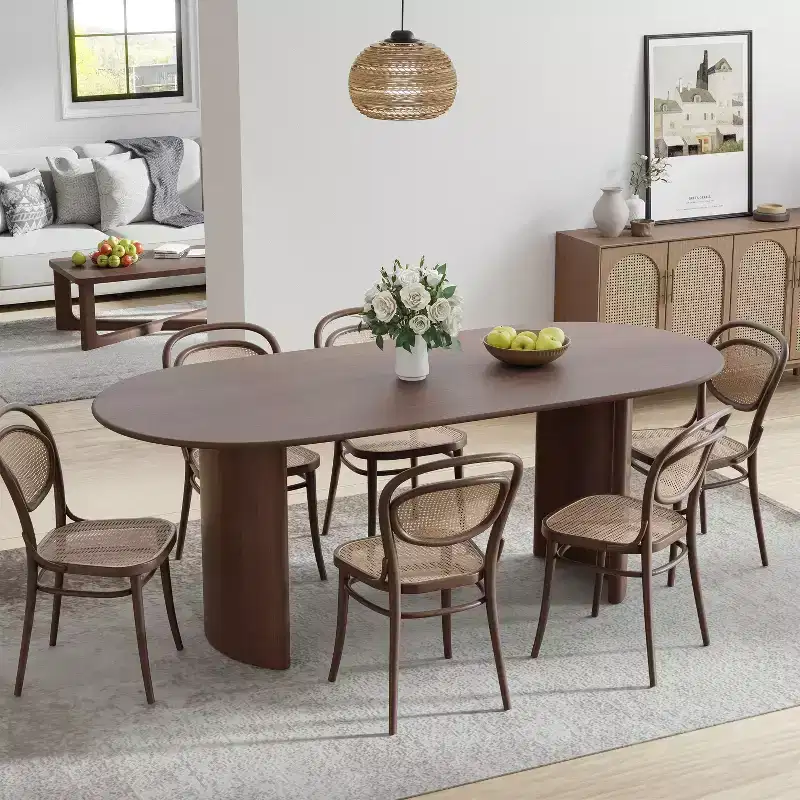 Dovelina Oval Dining Table Curved Leg Kitchen Table