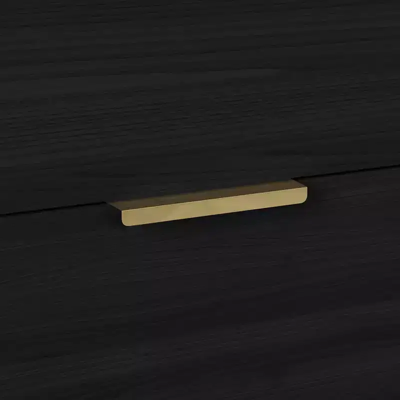 2-Drawer Nightstand with Gold Legs and Handles, Solid Wood
