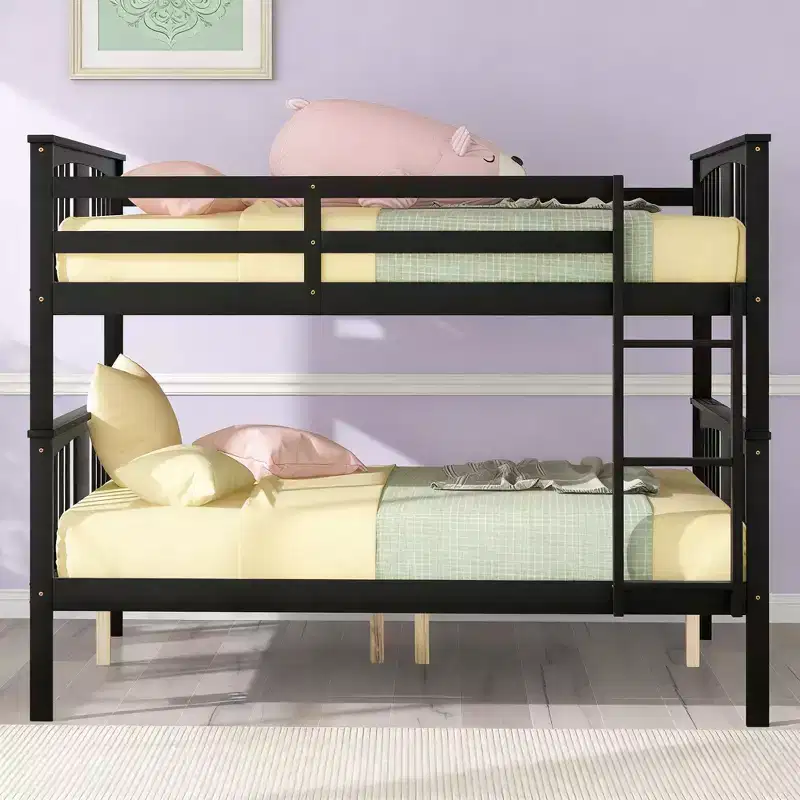 Luxystar Modern Full over Full Wood Bunk Bed, Convertible into 2 Beds