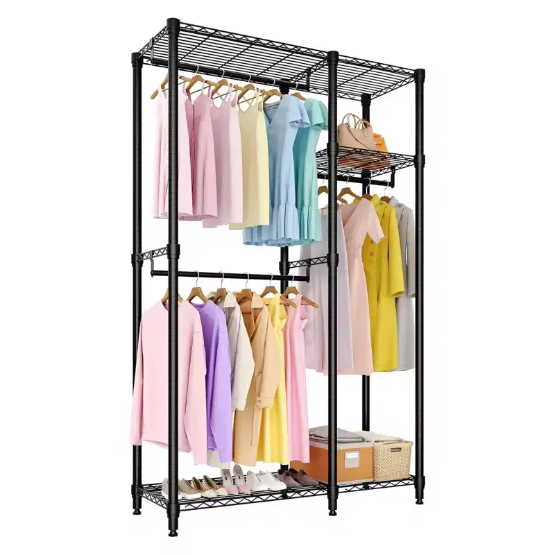 Steel Freestanding Clothes Rack with Shelves 76.5''H | 500 lb Capacity