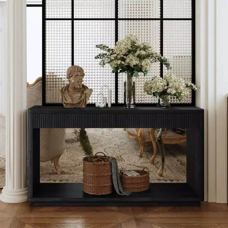 Wood Veneer Farmhouse Console Table 60