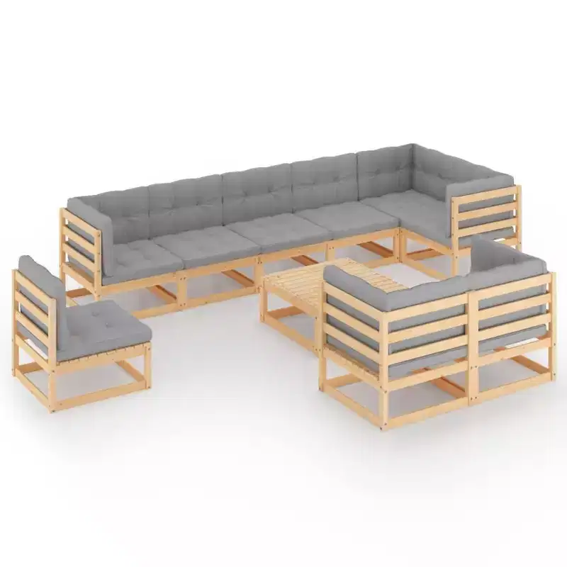 vidaXL Patio Dining Set Outdoor Dining Set Chair with Cushions for Garden - Natural With Cushions