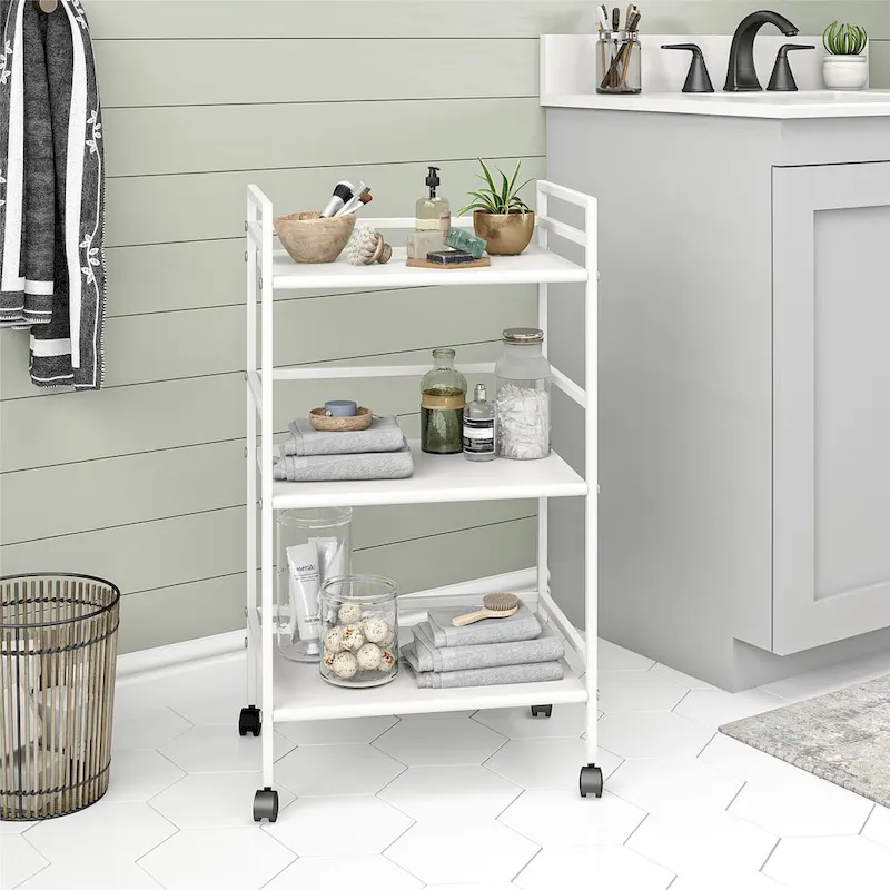 Avenue Greene Emerald 3 Shelf Metal Rolling Utility Cart