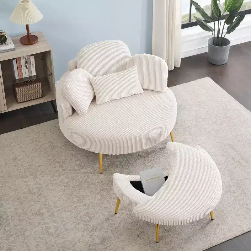 Modern Small Chaise Lounge Sleeper Sofa Bed with Movable Storage Footstool,Upholstered Armchair Sofa Couch for Living Room,Apartment