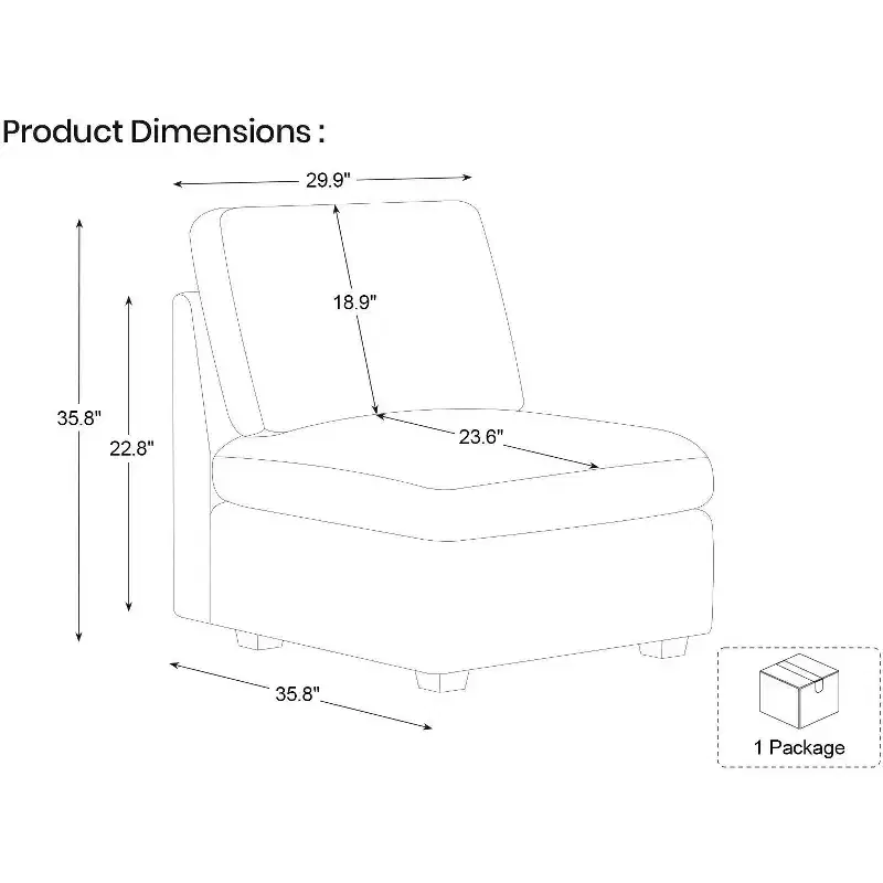 Belffin Chenille Middle Seat - Modular Storage Module with Skin-Friendly Fabric & Natural Hues