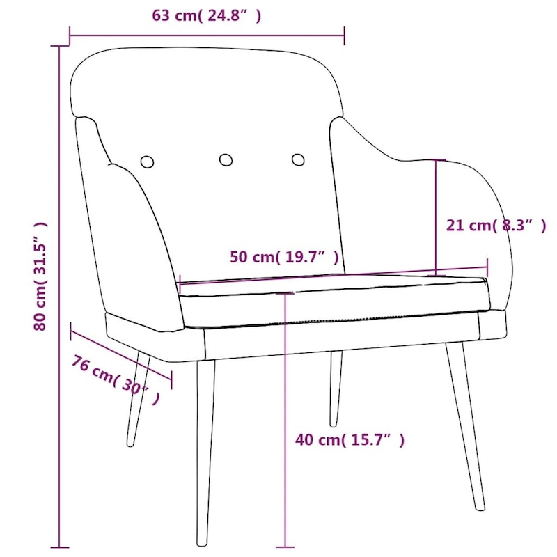 vidaXL Armchair Dark Gray 24.8x29.9x31.5 Fabric - 24.8 x 29.9 x 31.5