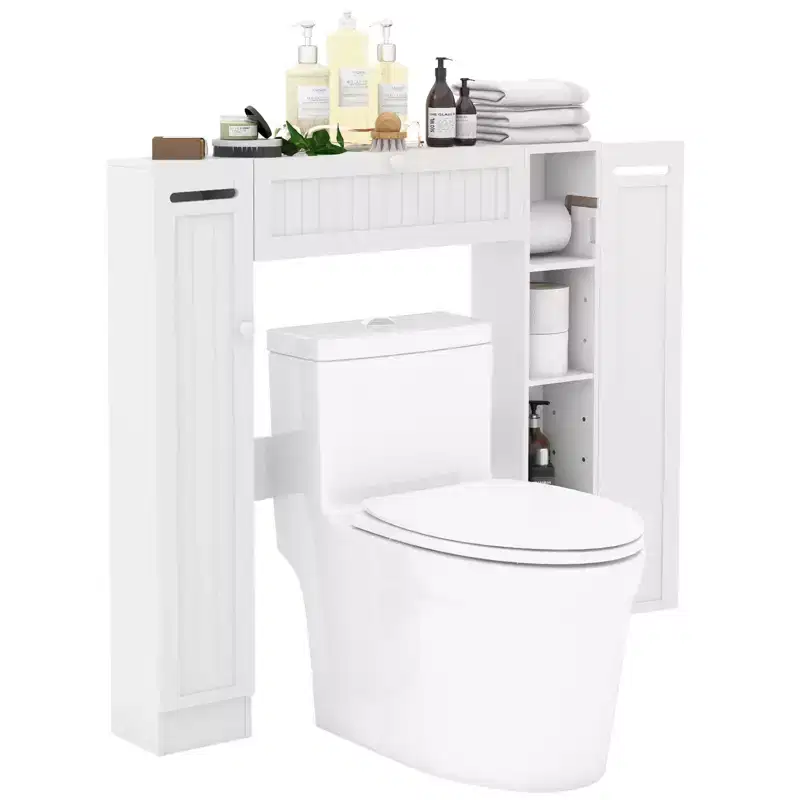 Over the Toilet Storage Wooden Cabinet Drop Door Spacesaver Bathroom White