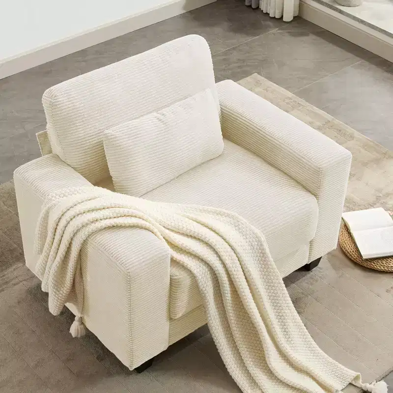 Hyleory 44.48'' Corduroy Accent Chair, Sofa Chair with Large Seat and Wide Armrests, Modern Armchair Reading Chairs for Bedroom Living Room(set of 2)