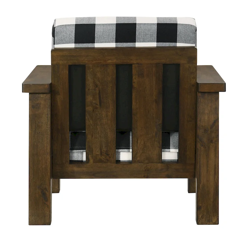 Jimo Rustic Oak Linen Fabric Padded Accent Chair by Furniture of America