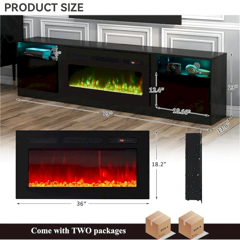 79 Fireplace TV Stand with 36 Electric Fireplace
