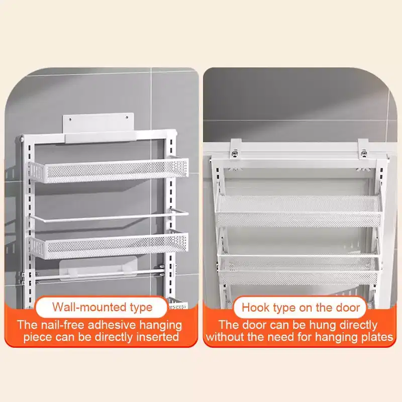 6-Tier Over The Door Organizer, Adjustable Hanging Spice Rack, Wall/Door Mount for Pantry/Laundry