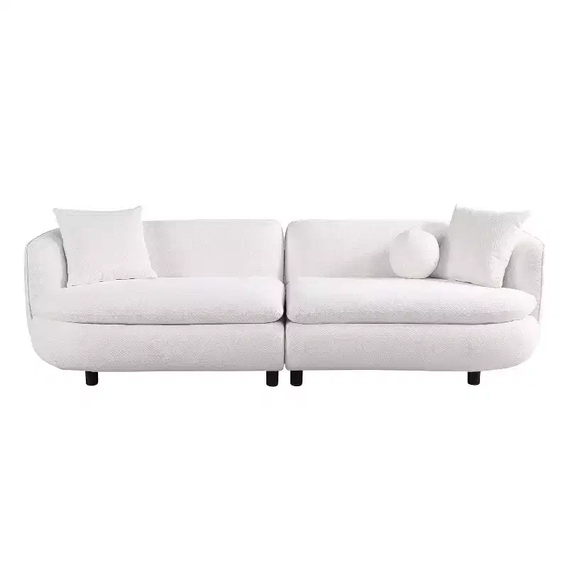 Probe Hues 89 inch Round Sofa, 3 Seater Modern Style Upholstered Couch With 2 Pillows