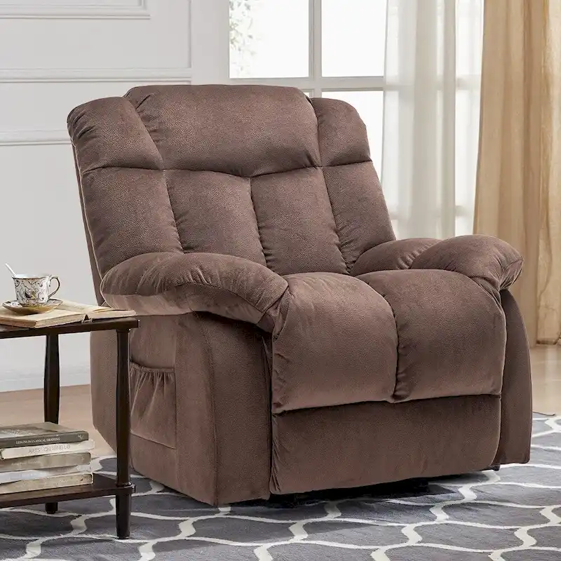 Electric Power Lift Recliner Chair – Coffee / Camel, Velvet, Tufted, 300 lb Capacity, Single