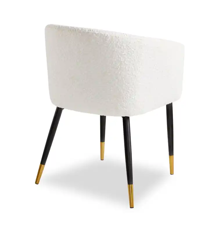Gem Dining Chair with Boucle Fabric & Gold Accent