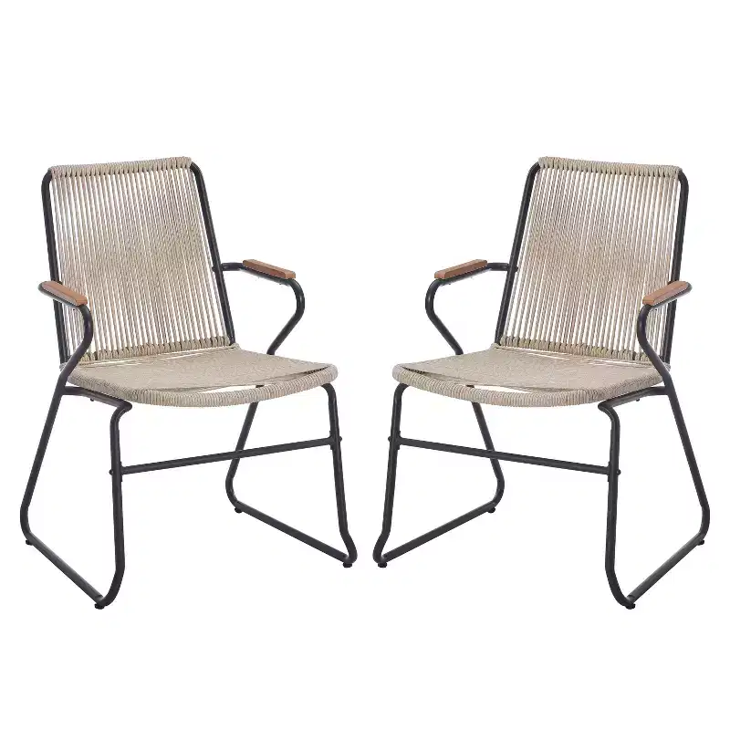 Christopher Knight Home Brook Modern Outdoor Iron and Rope Weave Club Chairs (Set of 2)