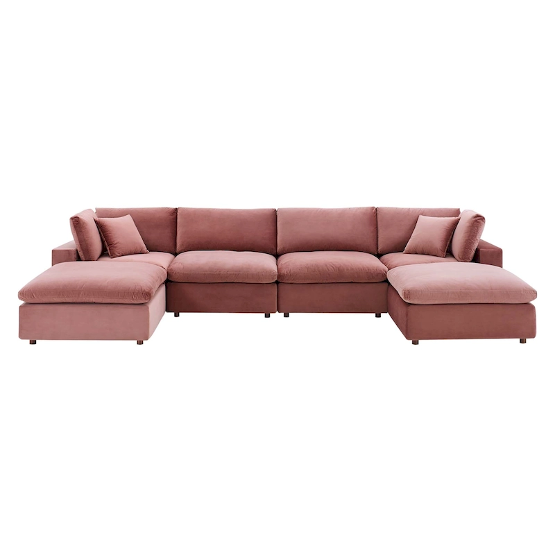 Commix Down Filled Overstuffed Velvet 6-Piece Sectional Sofa