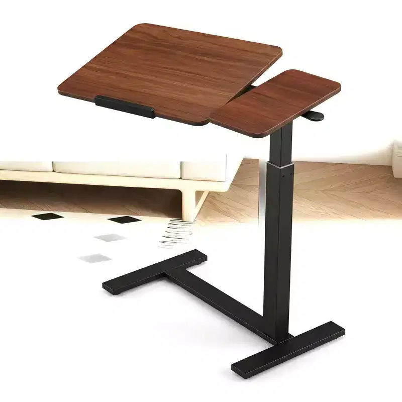 TV Dinner Tray Table, Overbed Desk, Flip Top, 4 Wheels, Ht/Angle Adj Rolling Laptop Table, Portable Home/Office/Study/Hospital