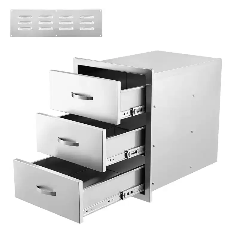 Kitchen Drawer,Stainless Steel Flush Mount Drawer, 30x23x10 inches Built-In Access Drawer with Venting Panel for Kitchen Island, Patio,Grill Station