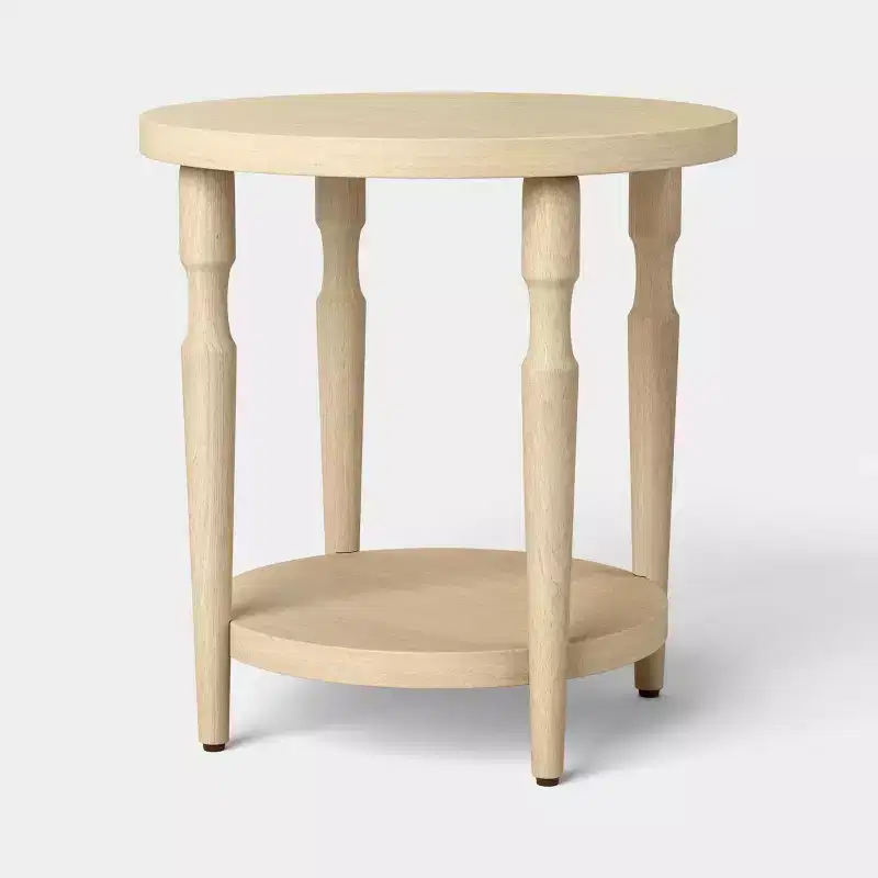 Turned Wood Side Table with Shelf Natural - Threshold™