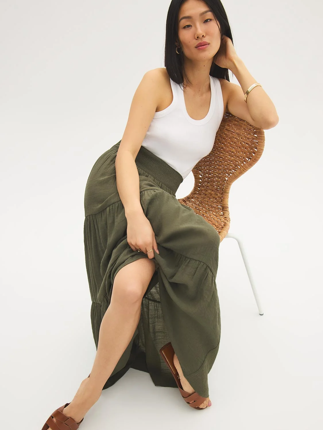 Tiered Smocked Maxi Skirt