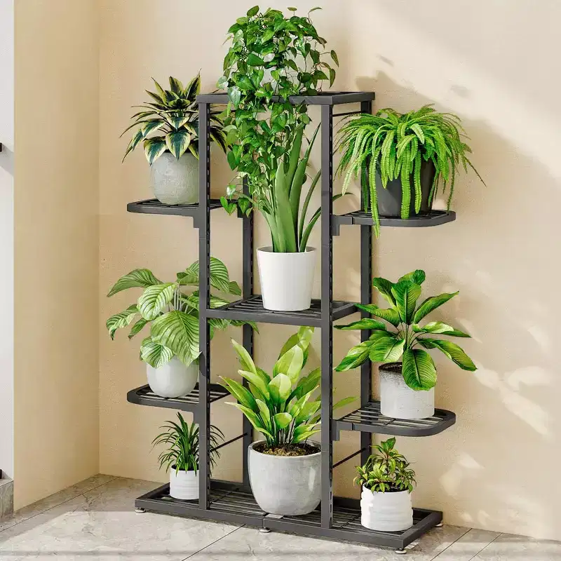 Zstar Plant Stand Indoor & Outdoor, Metal Tiered Shelf for Plants, Space-Saving Patio Plant for Home Decor, General Organization
