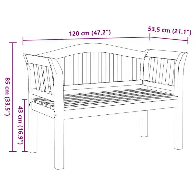 vidaXL Bench Brown 47.24 x 21.06 x 33.46 in Solid Teak wood