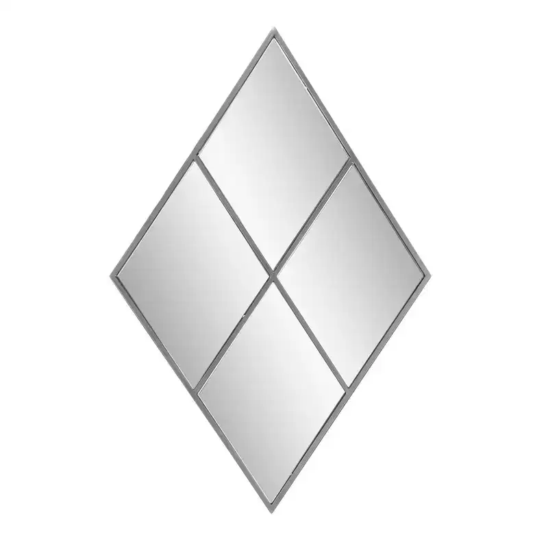 Diamond Shaped Wall Mirror with Metal Frame, 35.5