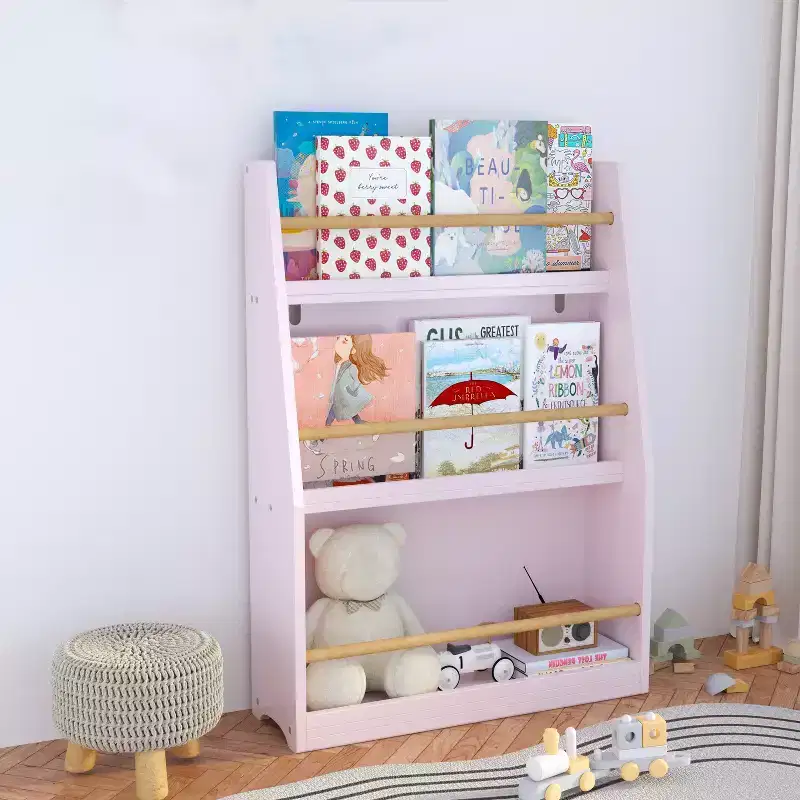3 Tier Floor Standing Bookshelf, Modern Open Storage Display Bookshelf, Kids Bookcase Storage Organizer for Living Room Kids Room Nursery White