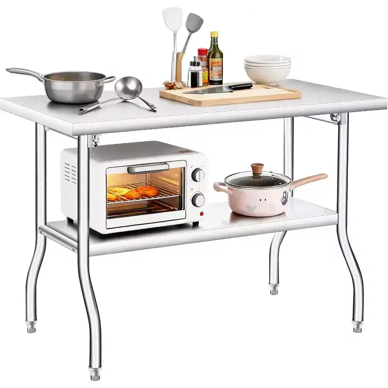 Heavy Duty Folding Stainless Steel Table - 400 LB Capacity - Portable, No Assembly Needed - Prep/Work Table for Kitchen, Laundry, Restaurant, Camping