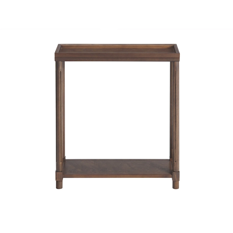 New Ridge Home Goods Harrison Narrow Side End Tables with Shelf, Set of 2, Antique Chestnut