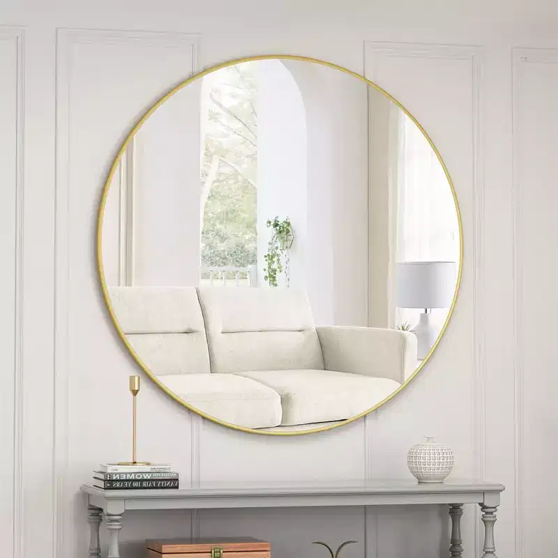 Wall Mirror, 39 Inch/42 Inch Circular Home Decor Farmhouse Metal Framed Mirror, Round Vanity Dressing Mirrors