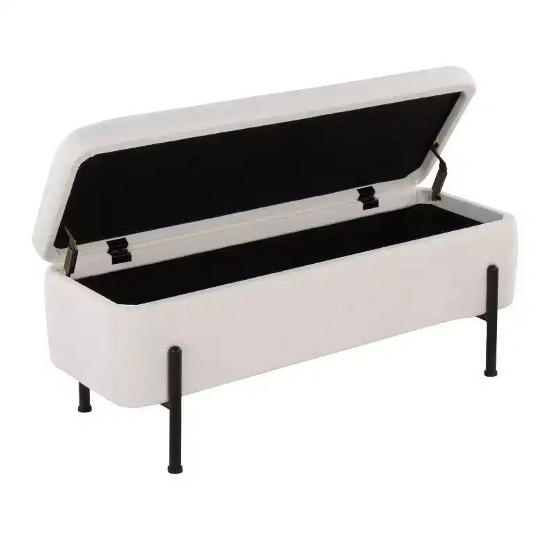 LumiSource Daniella Bench Black Metal/Cream Fabric