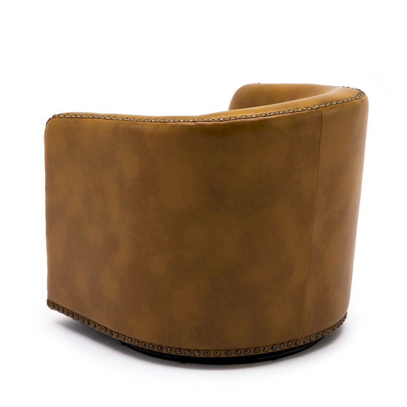 Truman Faux Leather Swivel Arm Chair with Nailhead Trim by Greyson Living