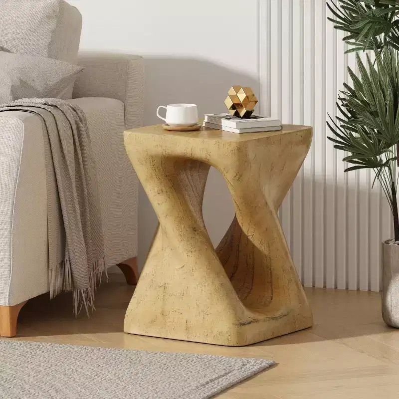 Twist Console Table – Wood-Like Texture, Natural Color, Living Room Accent