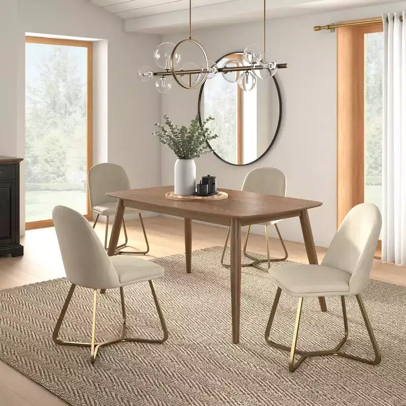 Cortland 5-Piece Fabric Mid-Century Modern Tapered Dining Set - iNSPIRE Q