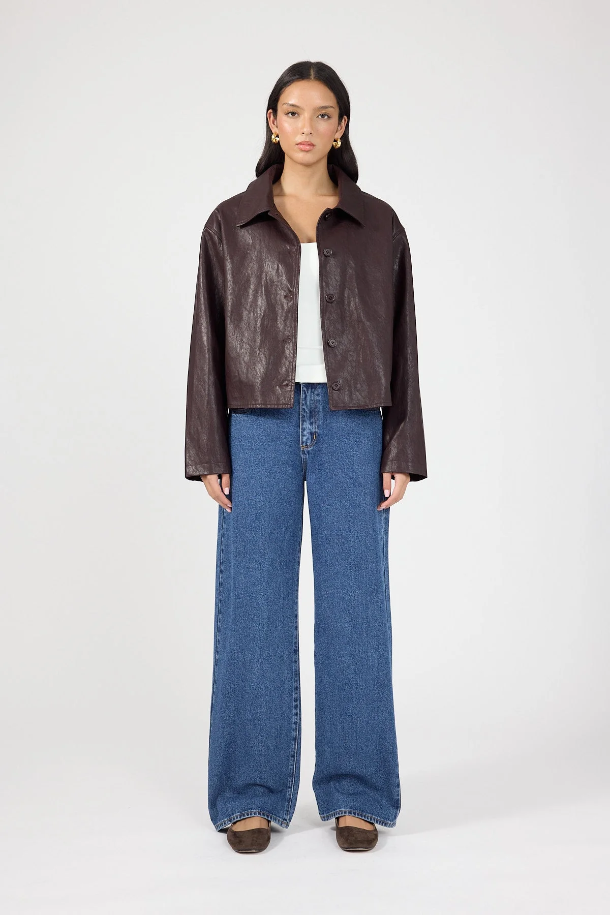 Faux Leather Jacket Plum