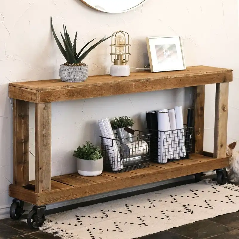 Natural 60 Luxe Console on Wheels