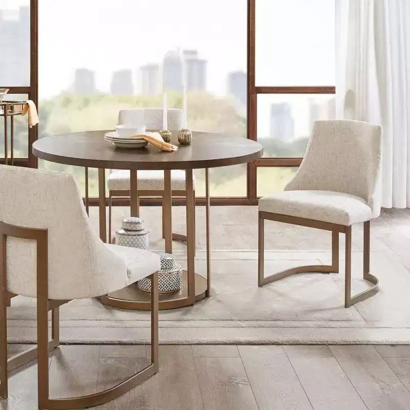 Dining Chairs with Upholstered Seat and Metal Frame