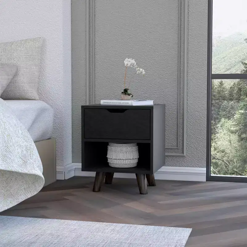 Carthage Stylish Functional 1 Drawer Nightstand for Bedroom Living Room