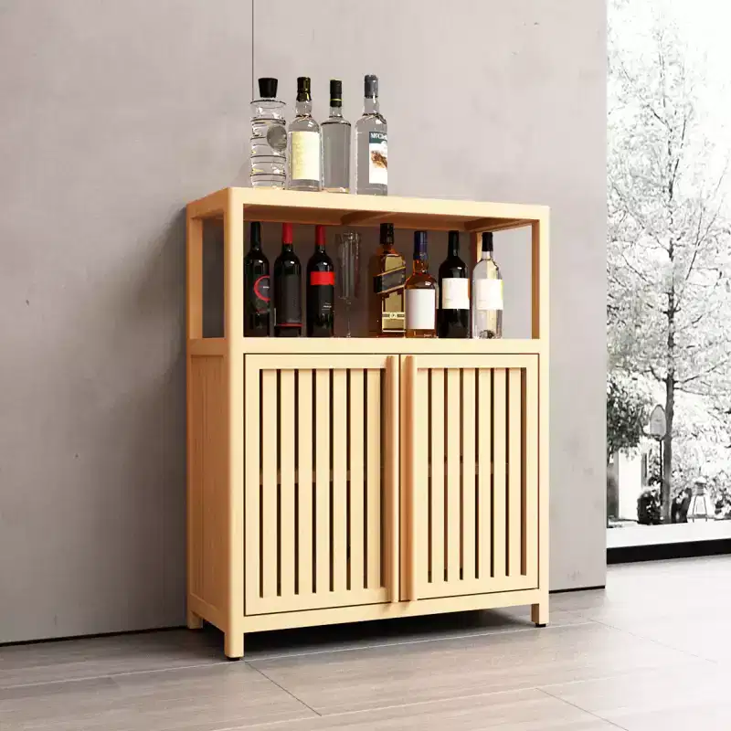 Bamboo Buffet Sideboard Cabinet, Bathroom Storage Cabinet, Coffee Bar Cabinet, Freestanding Floor Cabinet For Kitchen Living Room Bathroom