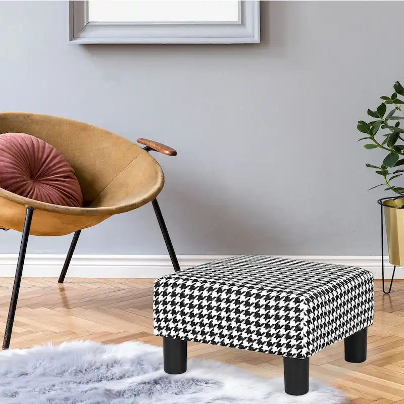 Small Square Footstool Ottoman Modern Fabric Footrest Stool