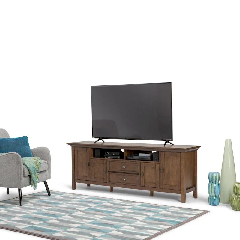 Mansfield SOLID WOOD 72 inch Wide Transitional TV Media Stand For TVs up to 80 inches - 72 W x 16.5 D x 26 H