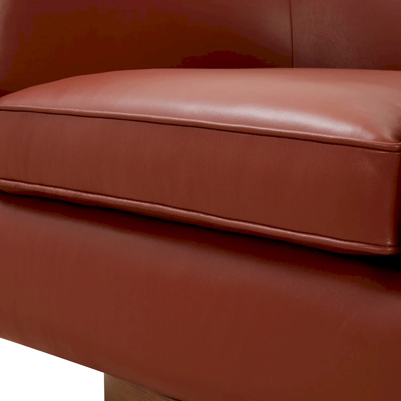 Tito Top Grain Leather Wood Base Swivel Chair by Greyson Living