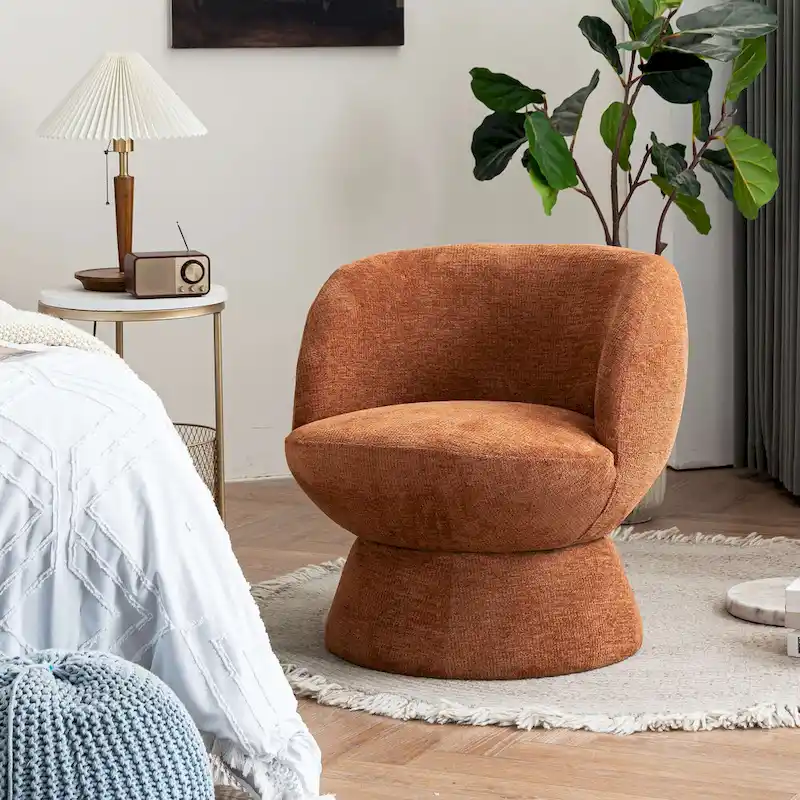 Set of1 Boucle Upholstered Modern Style Swivel Accent Chair