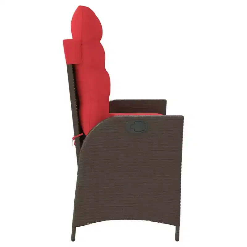 vidaXL Reclining Patio Bench with Cushions Seat Poly Rattan