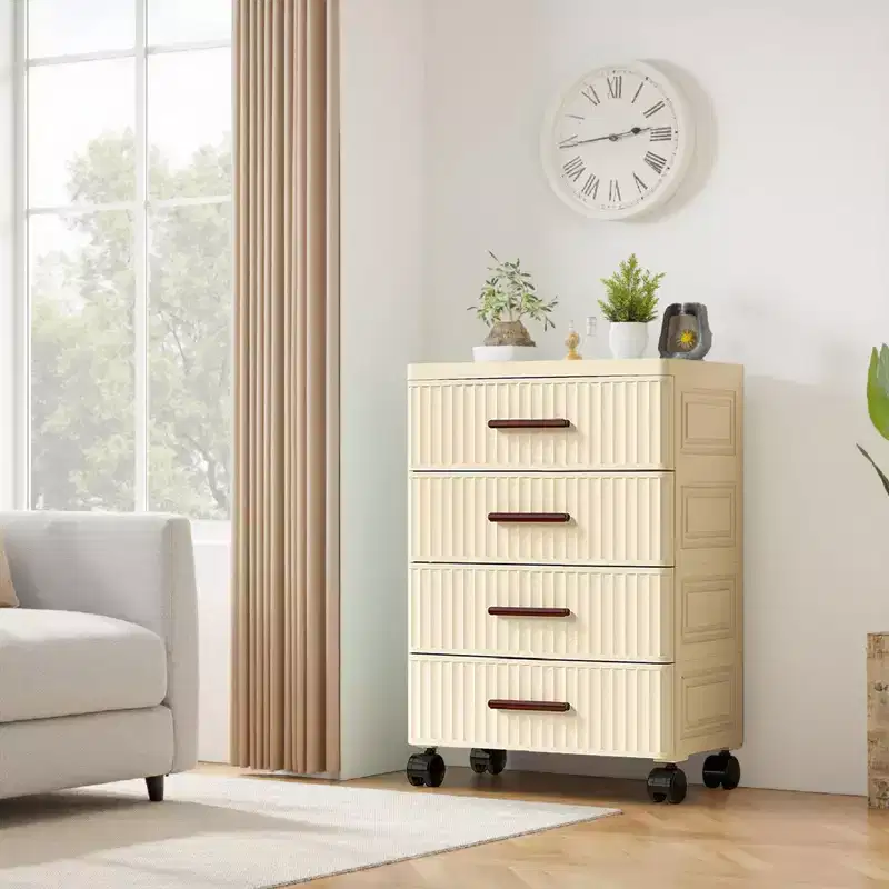 Plastic Storage Box with Wheels, Convenience Storage Box with 5 Drawers, Storage Boxes for Bedroom, Living Room, Desk