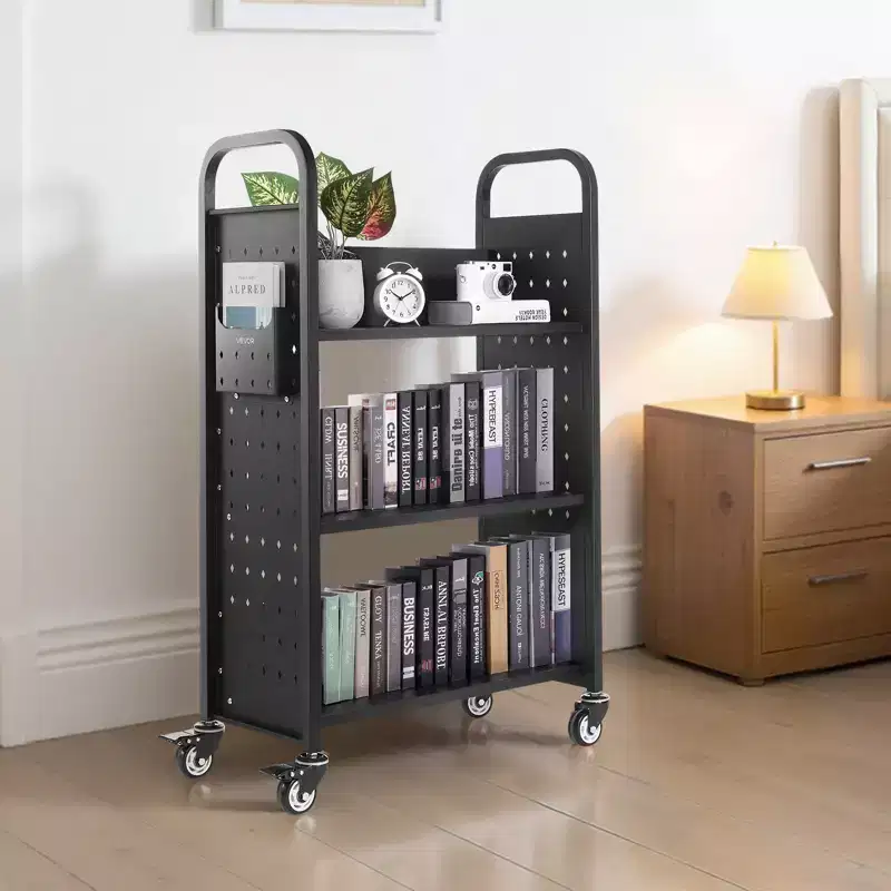Rolling Library Book Cart, 330 lbs Capacity, 30.3x15x48