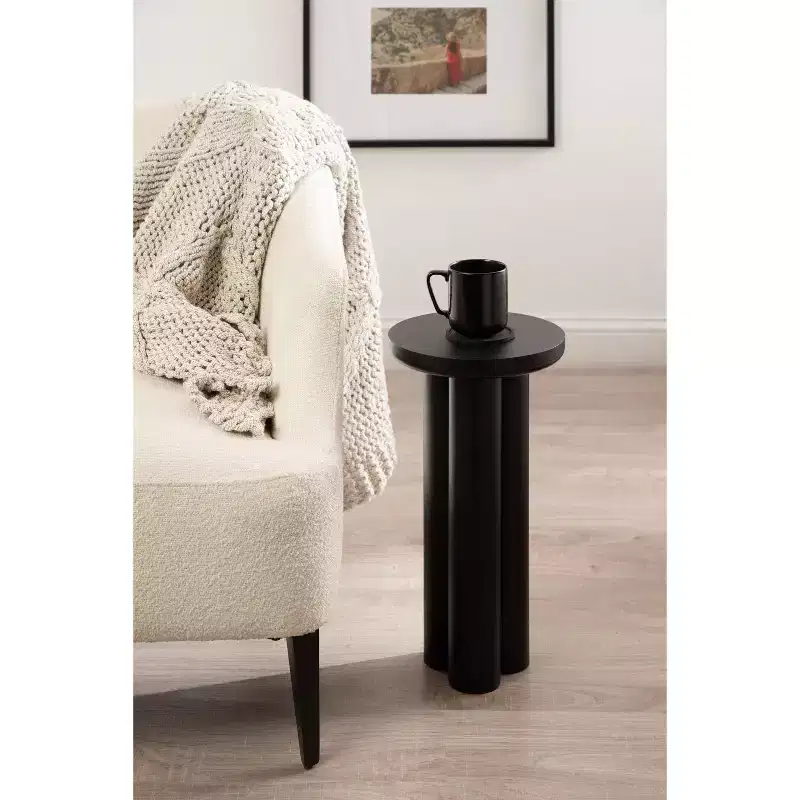 Round Drink Table – Chunky Tripod Base, Satin Black Finish, 21