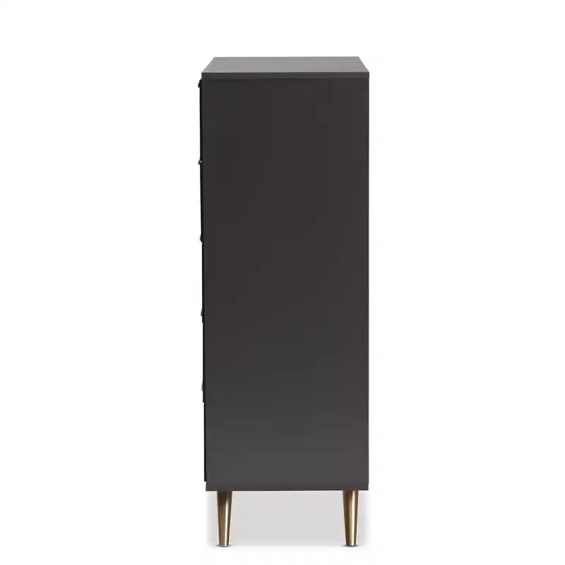 Kelson Wood 5 Drawer Chest Dark Gray/Gold - Baxton Studio: Modern Storage for Bedroom
