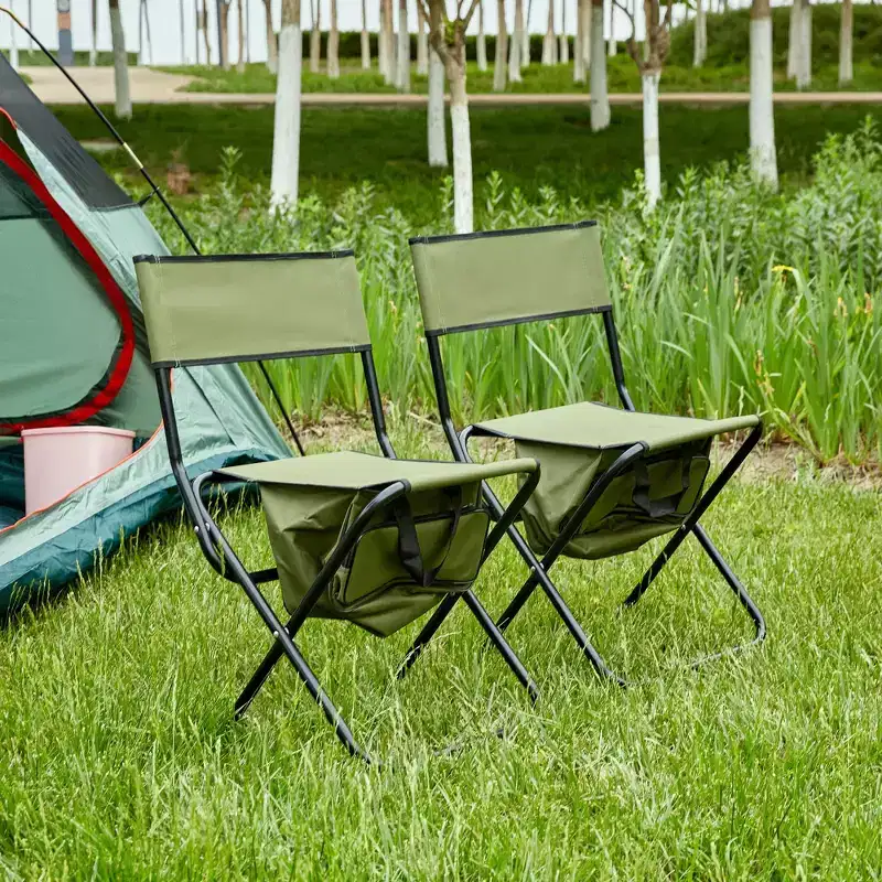 Portable 2-Piece Folding Chair with Storage Bag, Ideal for Indoor, Outdoor Camping, Picnics, and Fishing